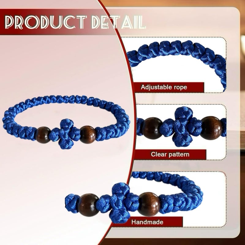 Bovemee Orthodox Prayer Rope Bracelet, 2-Pack Black Chotki Komboskini, Christian Prayer Beads with Cross - Image 2